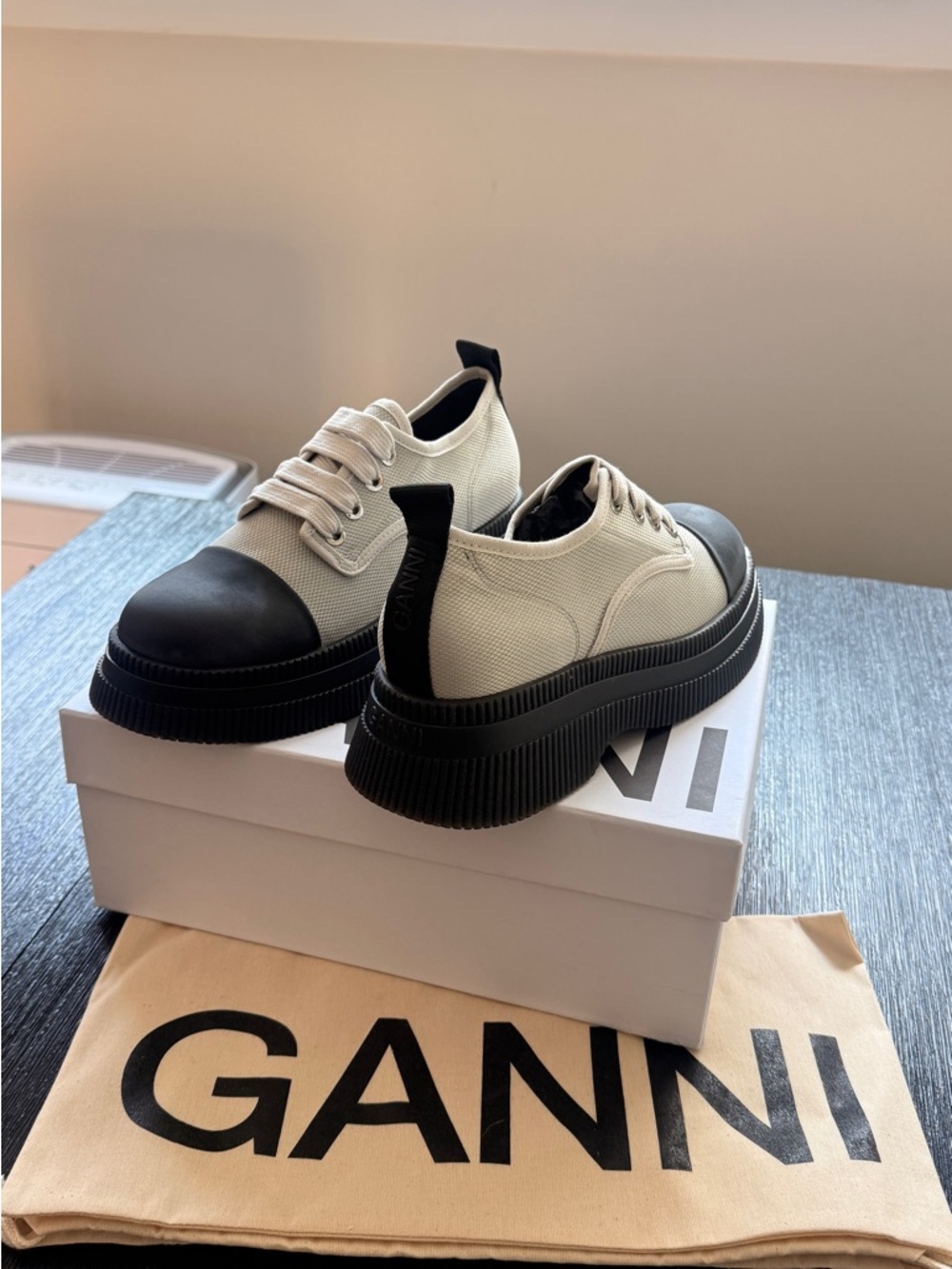 Ganni Creepers Canvas Lace-Up Derbys